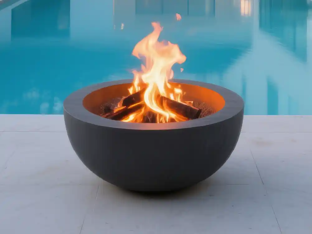 pool fire features and led lighting