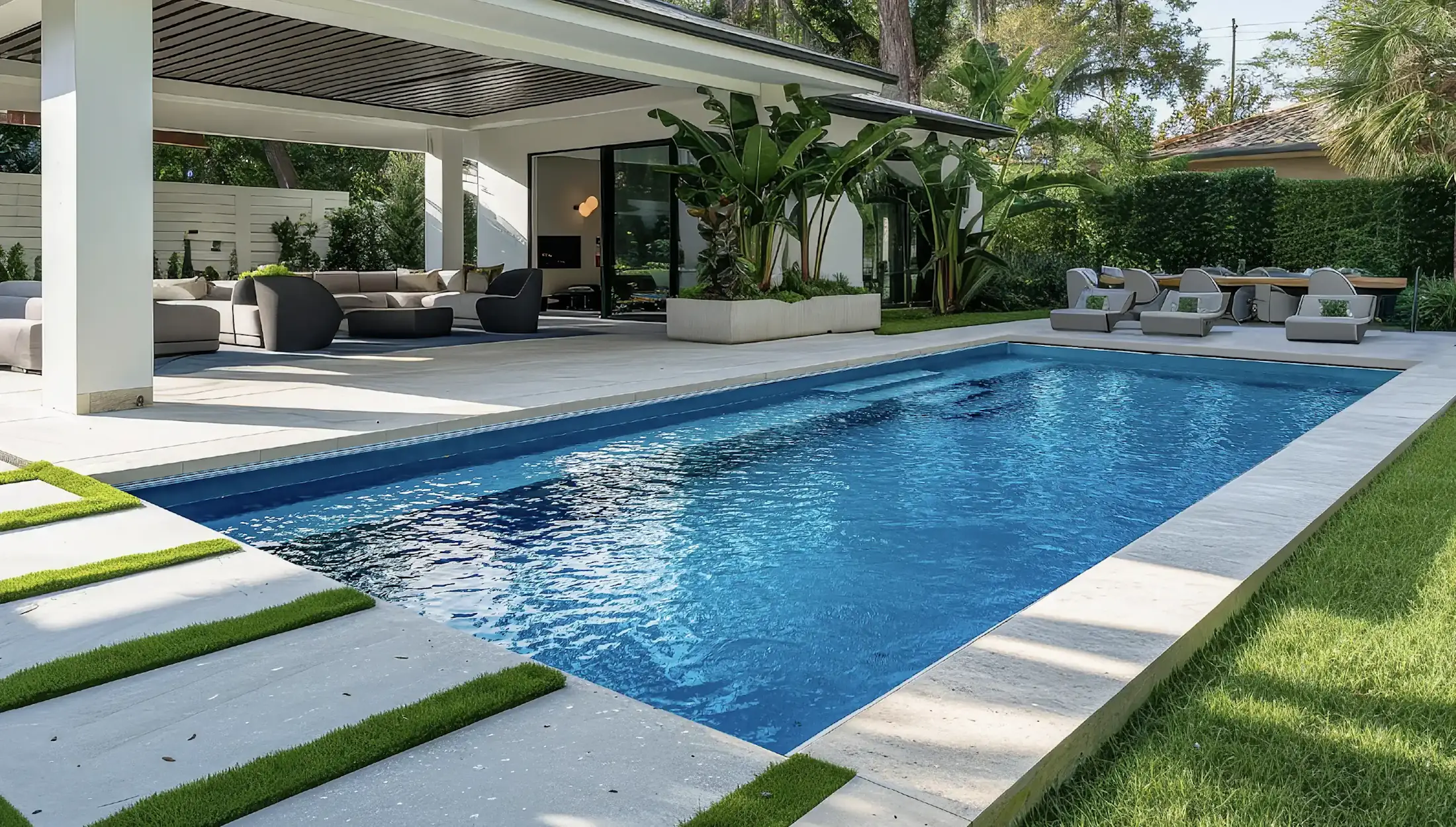 The Everest Fiberglass inground pool design from EvoPools